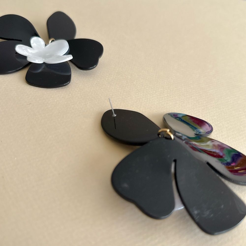 Zara Black and White Statement Earrings #1657 - Picture 4 of 4